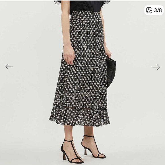 Stine Goya Star Print Midi Ruffle Skirt Black Gold Lavender Size S Party Festive - Picture 1 of 16